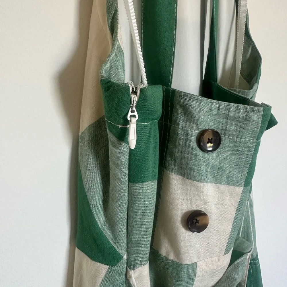 Maeve by ANTHROPOLOGIE Midi Gingham green and white dress - Picture 6 of 6